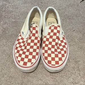 Women’s 9/Men’s 7.5 Red and White checkered VANS